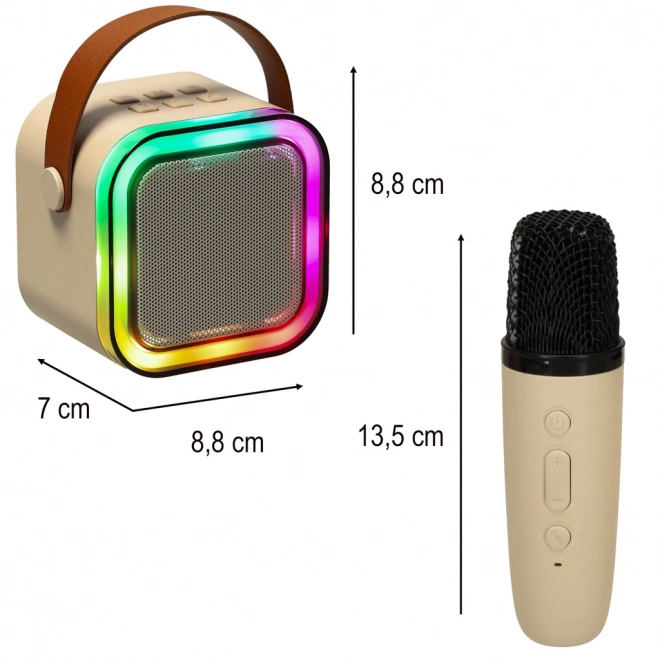 Karaoke set 2 microfoons + draagbare luidspreker BLUETOOTH USB LED beige kleur