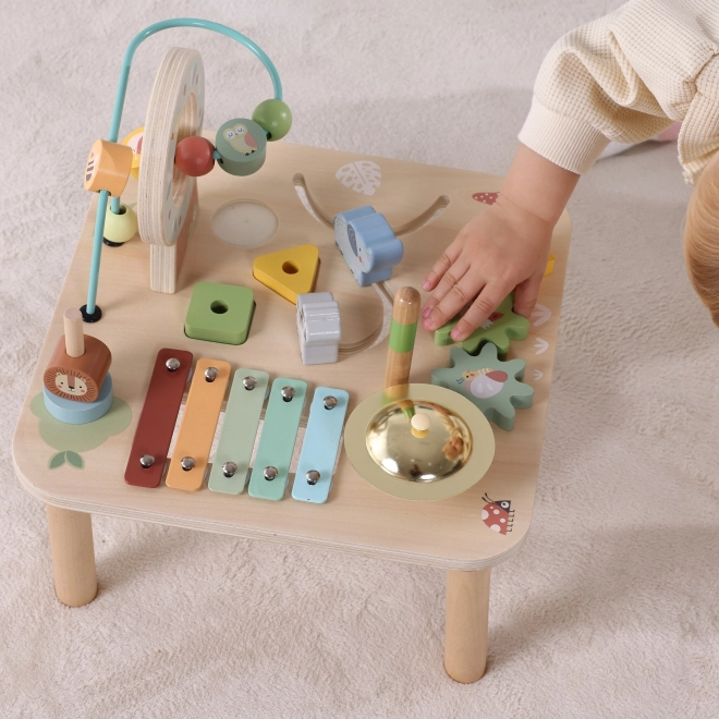 Table d'apprentissage en bois avec labyrinthe musical 5 en 1