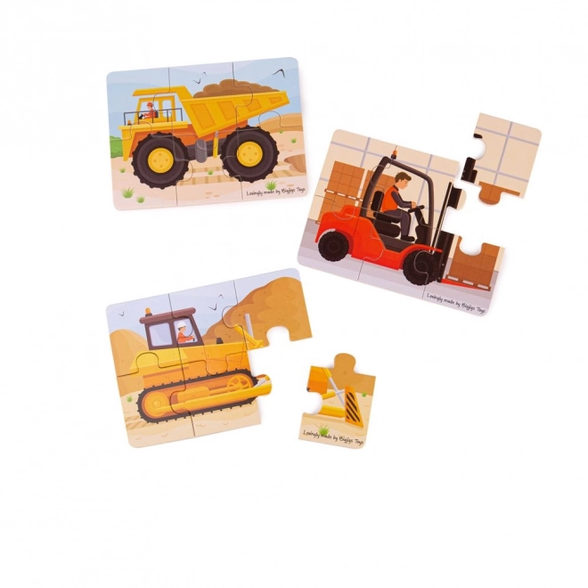 Bigjigs Toys Puzzel 3in1 Bouwmachines