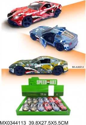 Metalen sportauto Animals met te openen deuren en frictieaandrijving