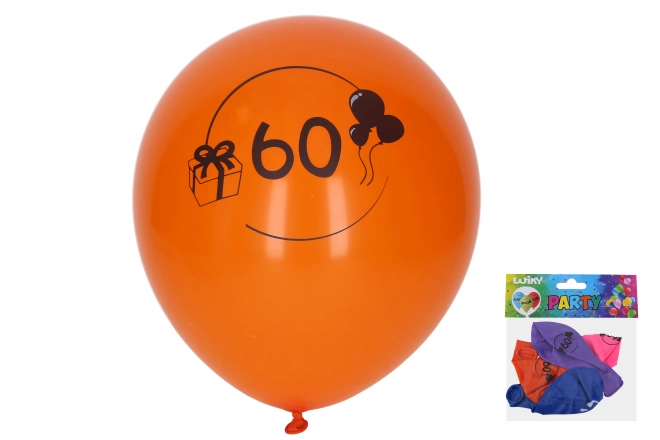 Opblaasbare ballon met nummer 60, 30 cm - 5 stuks