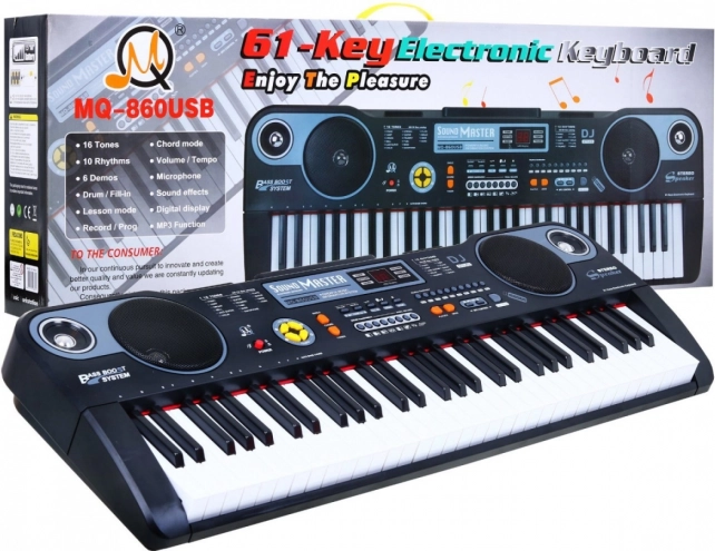 instrument à clavier pour enfants avec USB, microphone et mode d’apprentissage, 61 touches