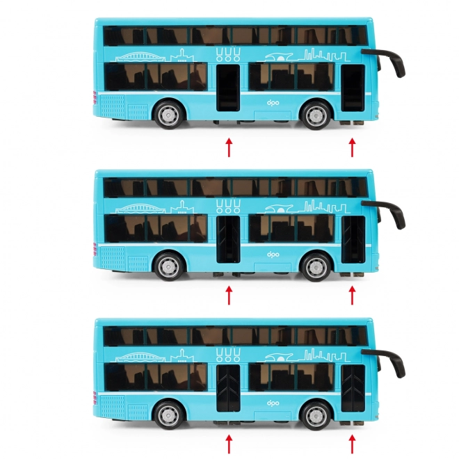 Dubbeldekker speelgoedbus blauw 20 cm