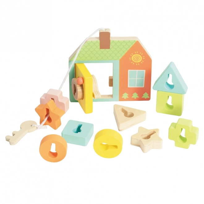 Classic World Montessori houten kralen rijgen sleutels en deuren 11 stuks