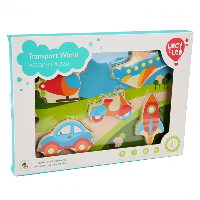 Lucy & Leo Vervoermiddelen - houten insteekpuzzel 6 delen