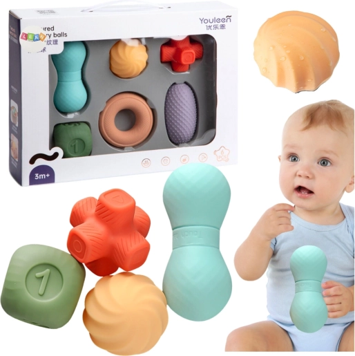 sensory soft balls and blocks for babies, 6 pcs