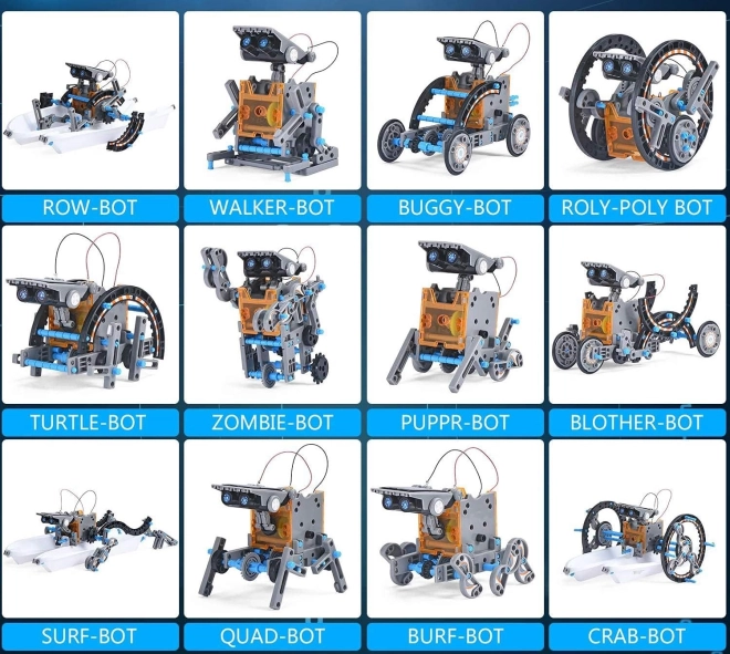 Bouwpakket van 12-in-1 zonnevoertuigen oranje – Blauw