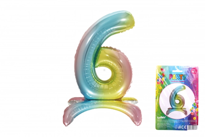 Aufblasbarer Ballon Nummer 6 Regenbogen