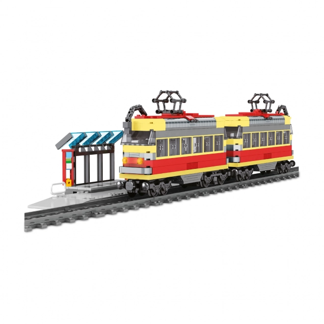 Compatibele BLOXO tram bouwset op batterijen met rails 724 stuks
