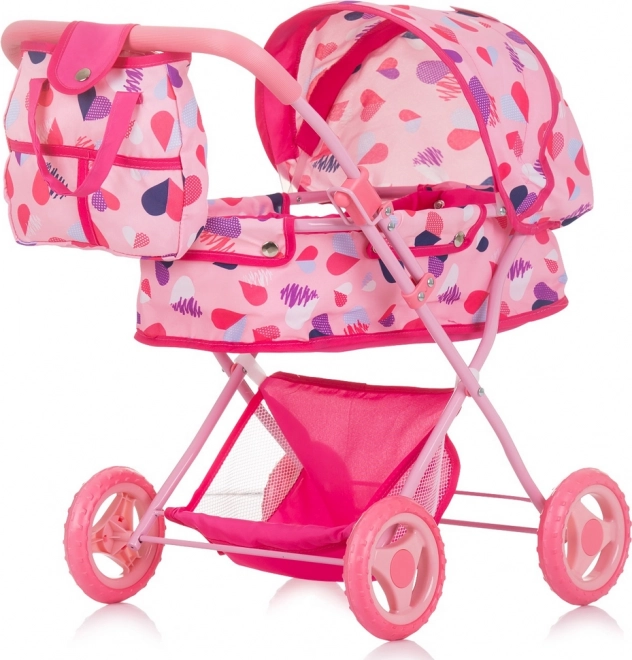 Diepe poppenwagen voor poppen Dora Hearts