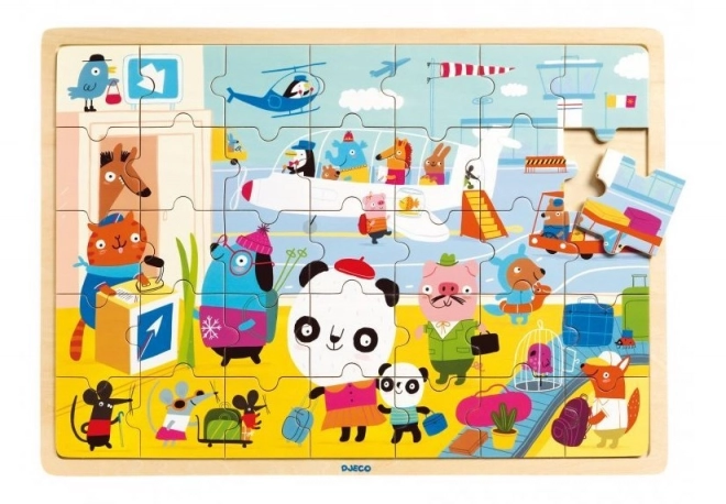 DJECO Houten puzzel Luchthaven 35 stukjes