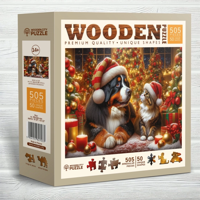 Houten puzzel kat en hond 505 stukjes