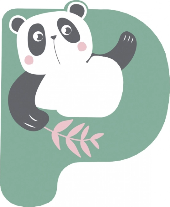 houten letter P met panda