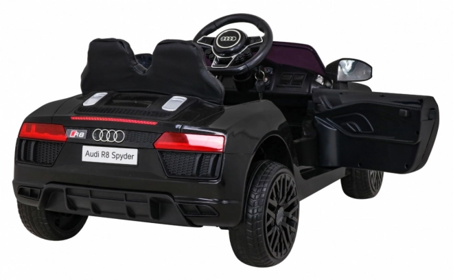 Audi R8 kinder elektrische auto zwart met afstandsbediening, EVA wielen, langzame start en MP3 LED