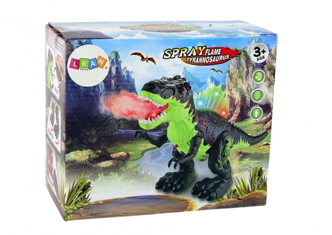 Interactive Dinosaur with Water Vapor and Light Effects