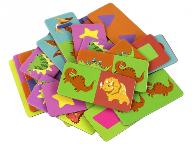 Puzzelspel Dubbelzijdige domino Dinosaurussen - 28 stukken