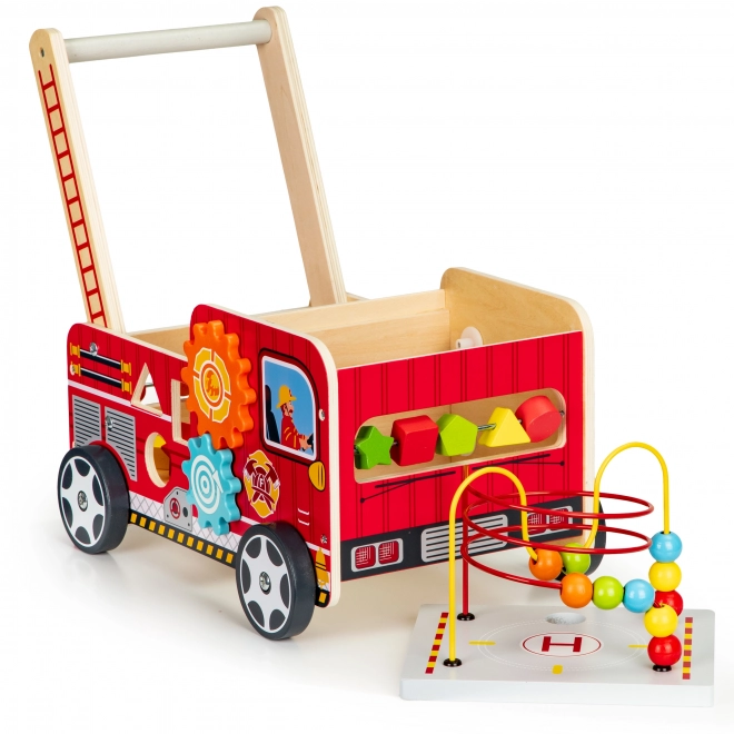 Holz-Lernlaufwagen mit Bauklötzen - Feuerwehrwagen ECOTOYS