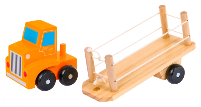 Houten vrachtwagen met aanhanger en blokken voor kinderen 2+ Educatief speelgoed + blokken met letters en cijfers