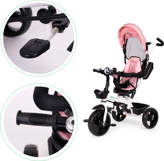Kinderdrietrike met 360° draaibare zit roze ECOTOYS