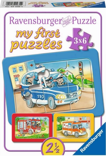 Mijn eerste puzzel – hulpvoertuigen met dieren achter het stuur 3×6 stukjes RAVENSBURGER