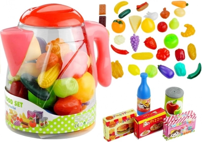 Kinderset Lebensmittel im Eimer, Obst und Gemüse, 50 Stück