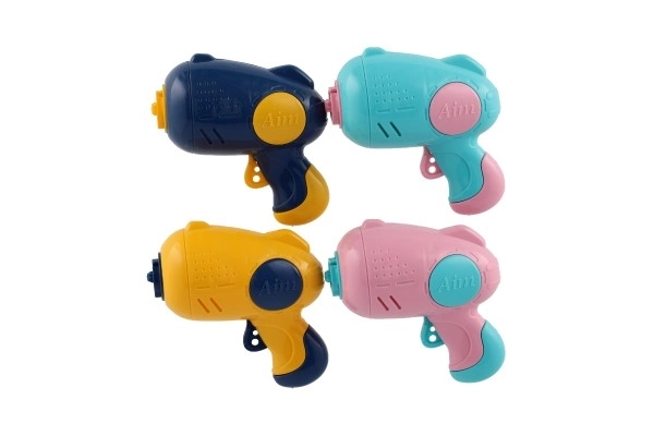 Schietschijfje 3 stuks + pistoolstarter plastic 4 kleuren op kaart 21,5x26x6cm