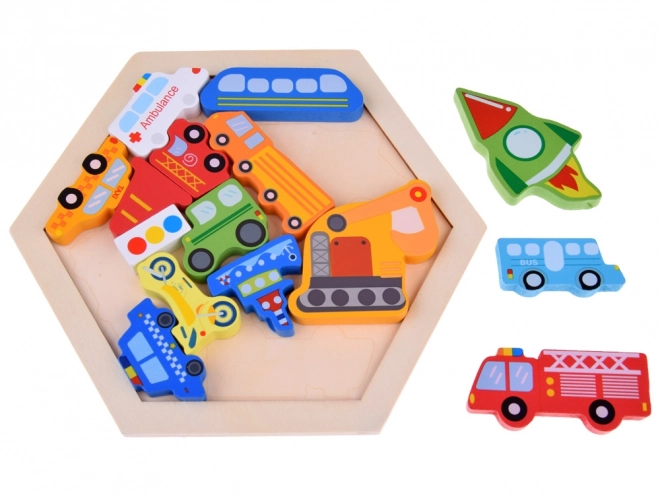 Houten puzzel voertuigen