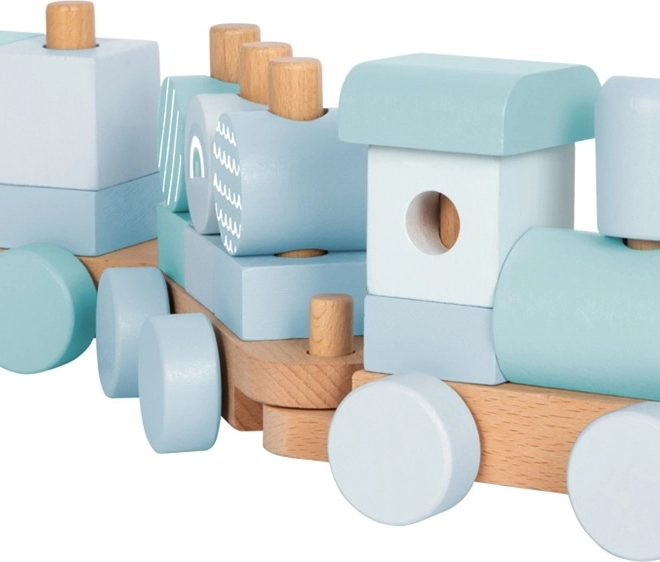 Small Foot houten stapeltrein blauw