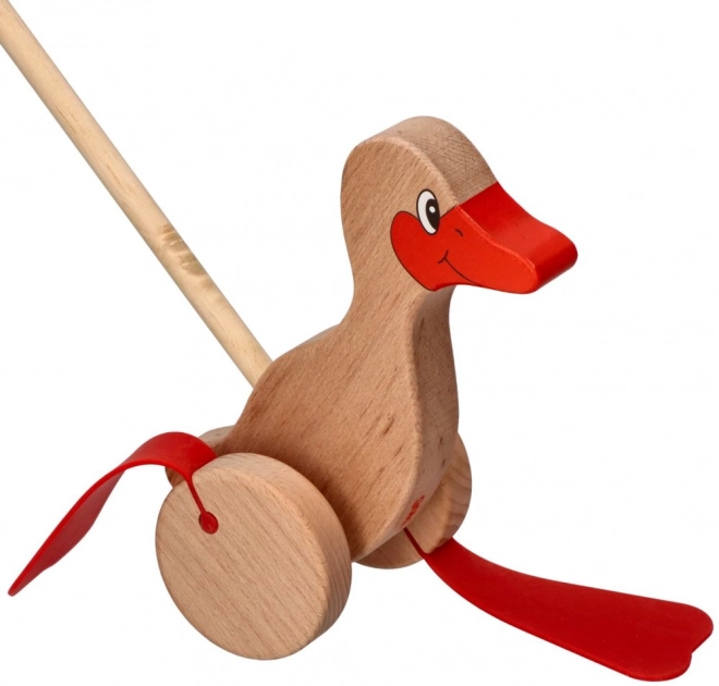 Wooden duck push toy for children