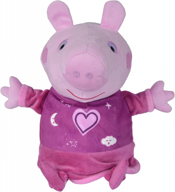 Peppa Pig 2-in-1 pluchen slaapknuffel, speelt + licht, roze, 25 cm