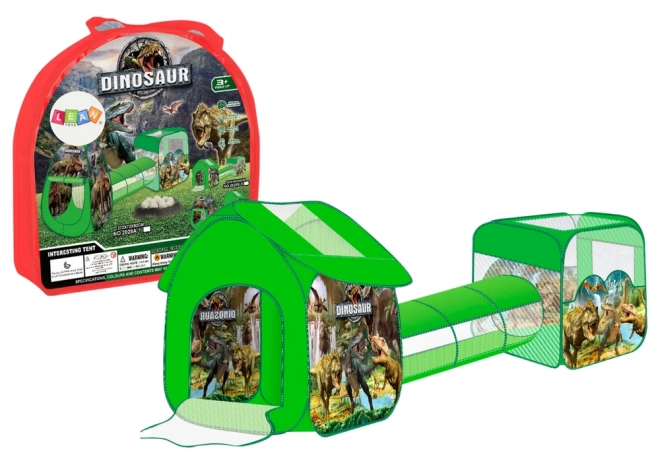 Aire de jeu pour enfants 3-en-1 – tente avec tunnel et piscine à balles à motif dinosaures