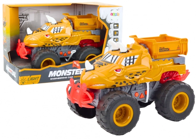 Dinosaurus terreinwagen met frictie-aandrijving oranje