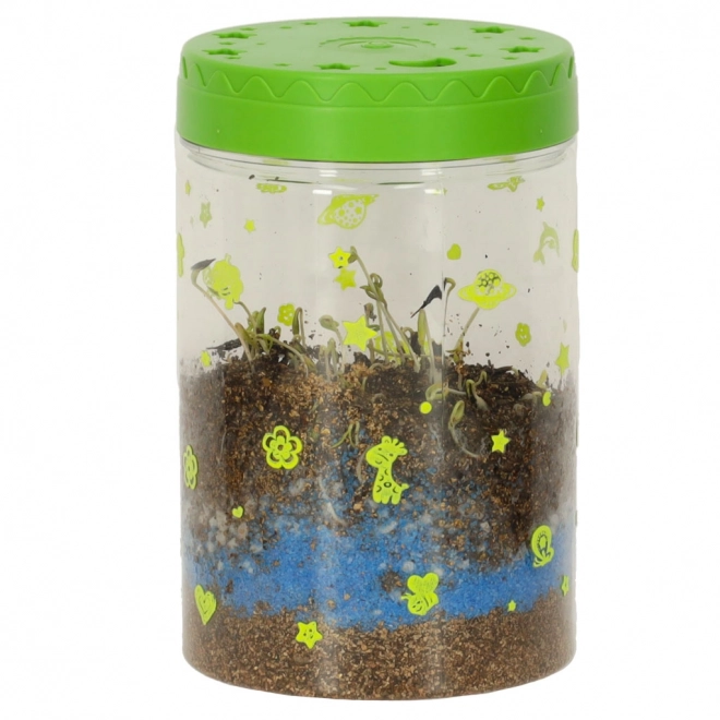 Terrarium for Growing Plants with LED Lamp and Dinosaurs
