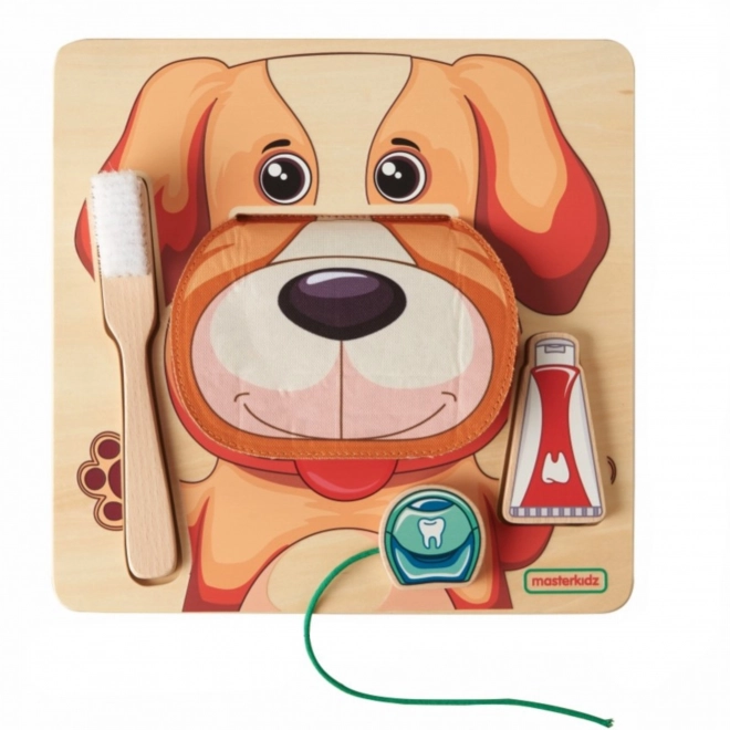 Masterkidz Wooden Montessori Tooth-Brushing Board – Puppy