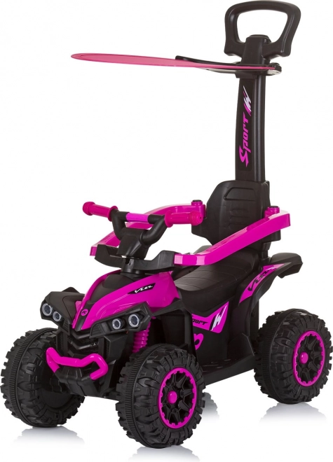 Loopfiets met dak en duwstang ATV Roze
