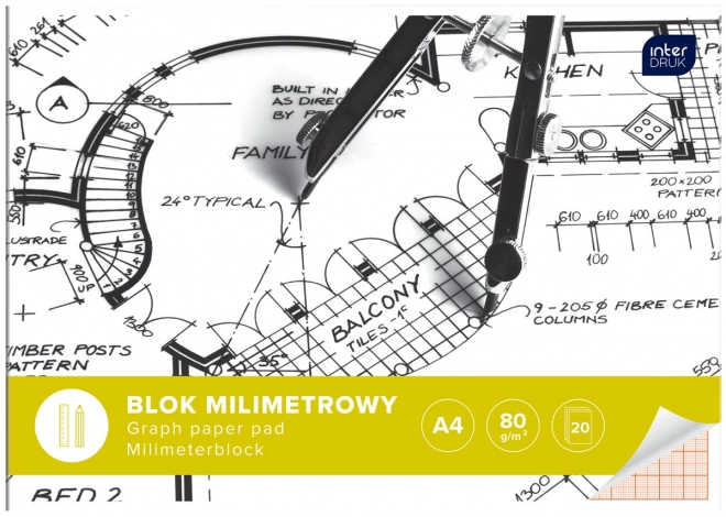 Bloc millimétré A4 - 20 feuilles