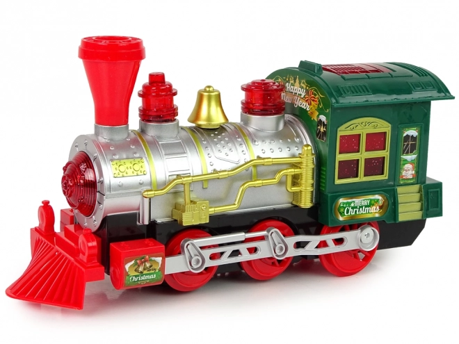 Weihnachtslokomotive mit Lichtern und Geräuschen auf Batterien