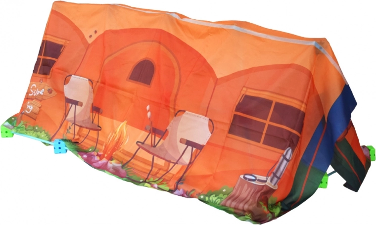 La toile imprimée transforme le cadre en tente