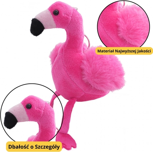 Porte-clés peluche flamant rose 12 cm