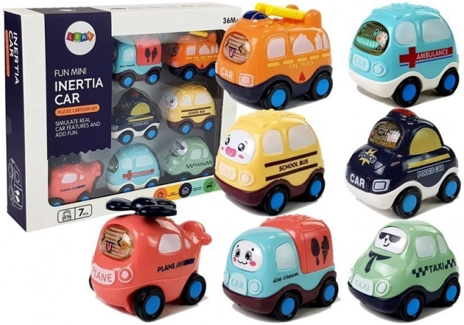 Kinderset van autootjes met koord 7 stuks