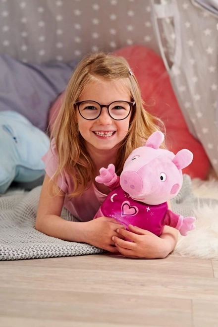 Peppa Pig 2-in-1 pluchen slaapknuffel, speelt + licht, roze, 25 cm