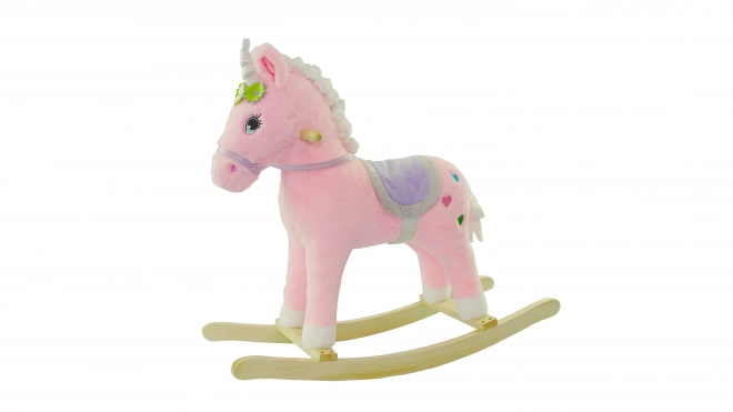 Schommelende eenhoorn met effecten roze 74x28x65 cm