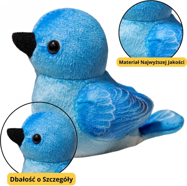 Kleine Pluchen Vogel Blauw Mees