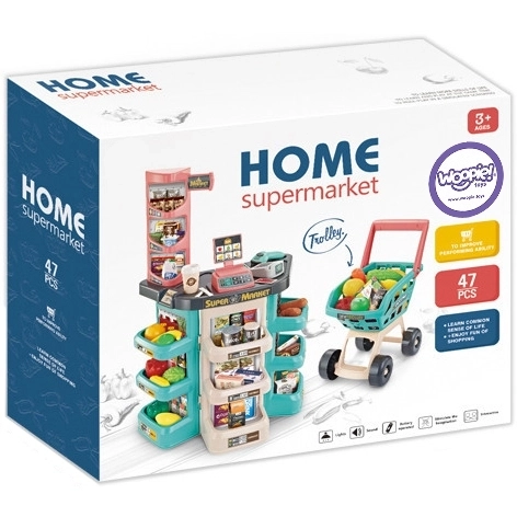 Children's supermarket with shopping cart and 47 accessories Woopie