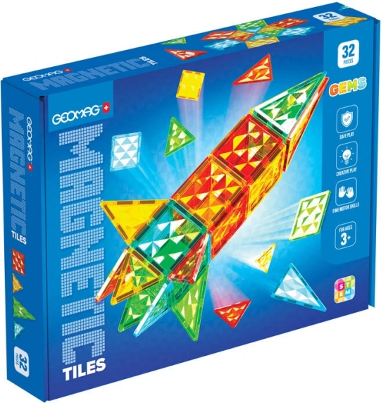 Magnetische bouwset GEOMAG Gems Rocket – 32 onderdelen