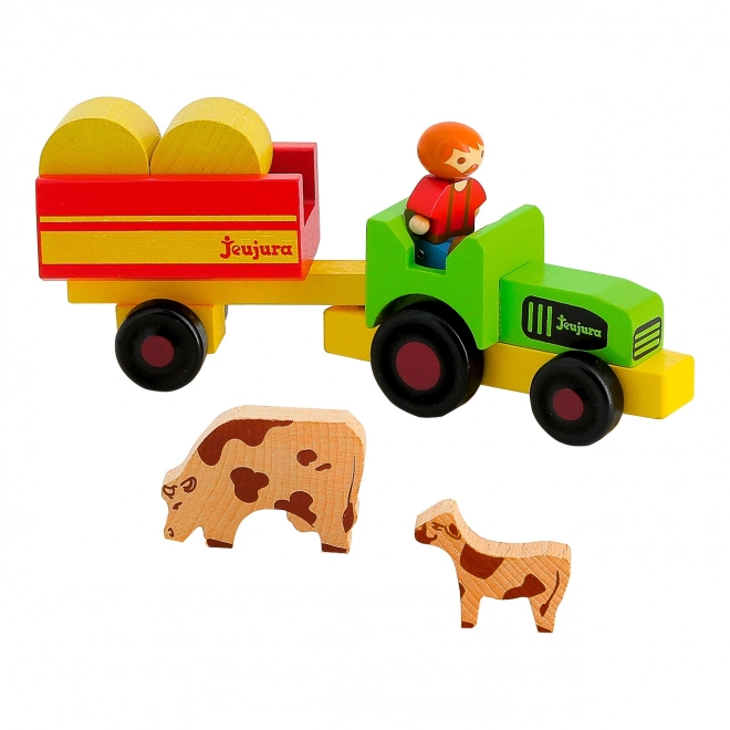 Jeujura Holzfiguren Bauer mit Traktor