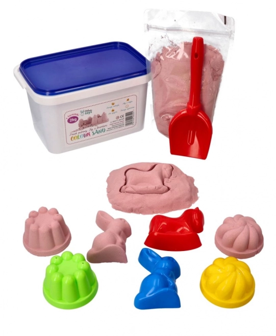 ADAM TOYS Kinetisch roze zand 2 kg + vormpjes en schep