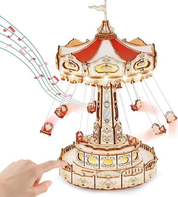 Rokr 3D Holzpuzzle Musikbox Karussell