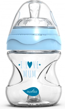 Glazen babyfles Nuvita blauw 140 ml