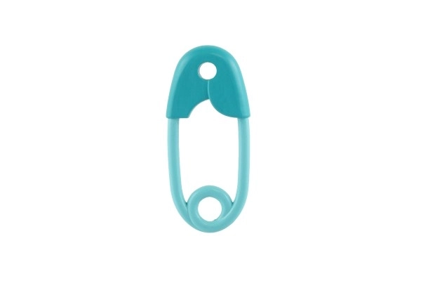 Rammelaar speld plastic 12cm turquoise 12x19cm in zak 0+